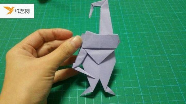 A very simple origami tutorial of a monkey climbing a tree