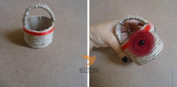 Tutorial on making cute little woven baskets from waste toilet paper tubes