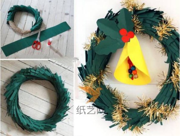 A step-by-step tutorial on how to make a Christmas wreath decoration