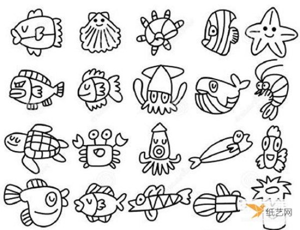 Very cute animal simple drawing handbook material pictures, all available in black and white and color