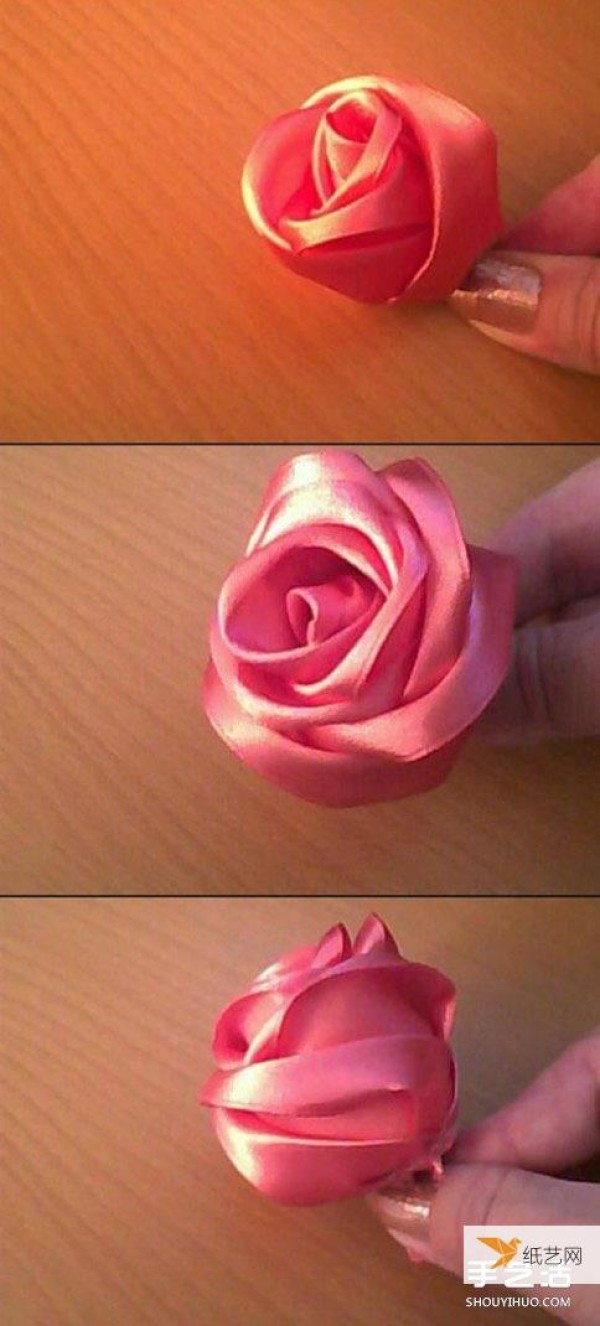 Share a tutorial on how to fold ribbon roses by hand