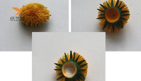 An illustrated tutorial on how to make exquisite dandelion paper flowers using simple paper quilling