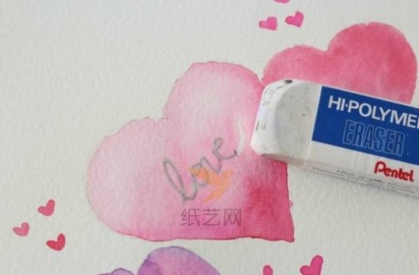 How to make handmade greeting cards with watercolor hearts for Valentines Day