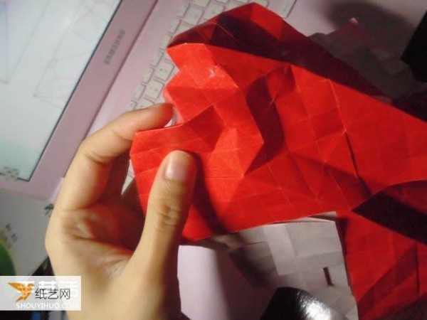 Super complicated kissing fish heart origami illustration process