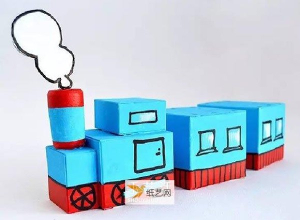 How to make a children’s model train using waste paper boxes