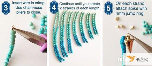 Illustrated tutorial on how to make a personalized tassel-shaped beaded necklace