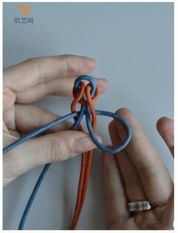 Knitting tutorial Red and blue braided rope knitted bracelet making tutorial