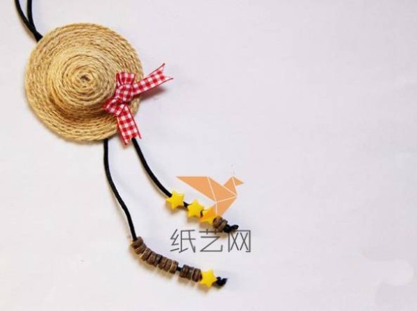 Small and fresh straw hat sweater chain making tutorial