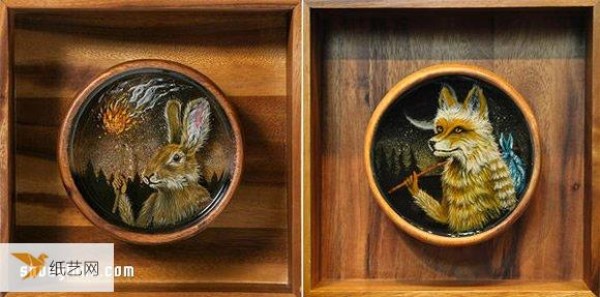 Use resin to paint fantasy forest fairy tales on wooden bowls