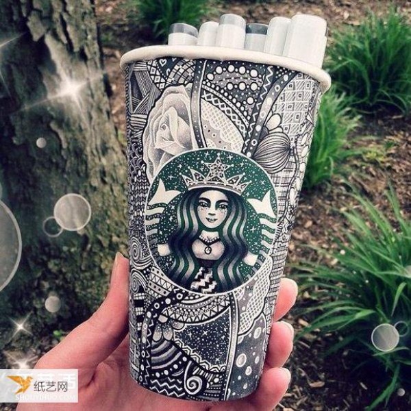 Painted fantasy-style Starbucks paper cups you’ve never seen before