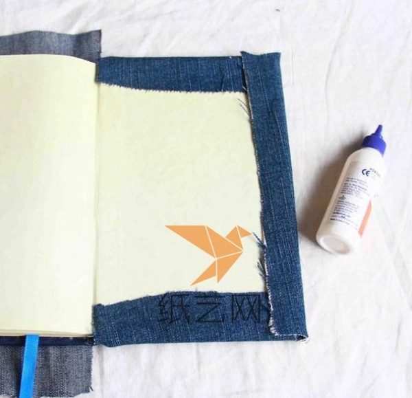 DIY tutorial on using old jeans to make textured book covers