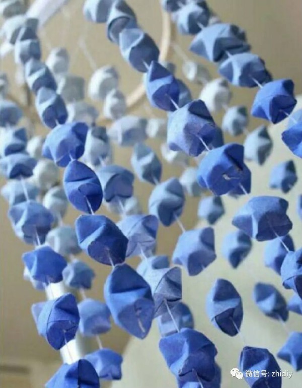 Gradient color paper art origami stars, origami heart wind chime tutorials