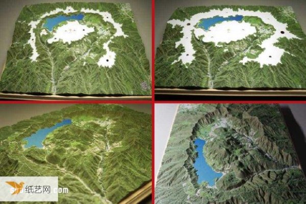 Make a paper model of Mount Fuji by hand according to the contours layer by layer.