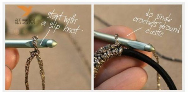 Beading Tutorials Gold and Silver Thread Wrapping Beaded Decorative Hair Tie Making Tutorial