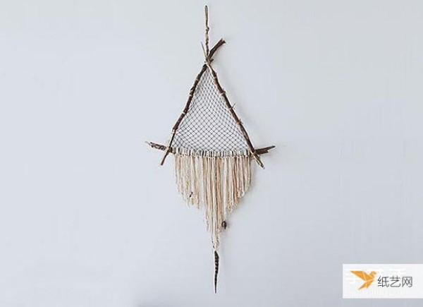 An illustrated tutorial on how to make a particularly simple triangular dream catcher