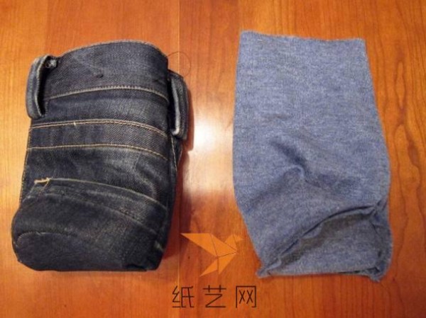 Tutorial on how to make a small bucket bag by remaking old jeans