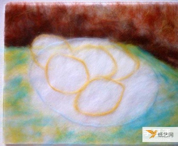 Illustration of how to draw fruit wool felt with a special texture of wool that looks like an oil painting