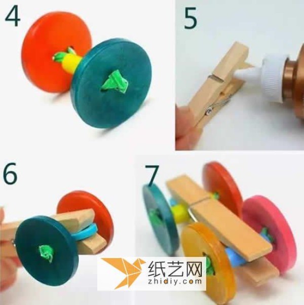 Turn waste into treasure handmade tutorial teaches you how to transform old clothes and wooden clips into toy cars