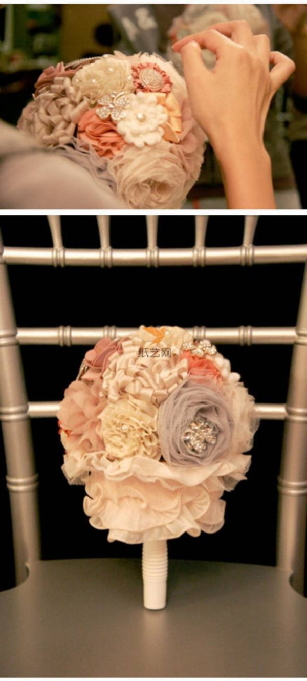 Tutorial on making beautiful and romantic fabric bridal bouquet