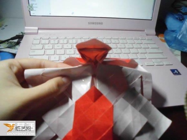 Super complicated kissing fish heart origami illustration process