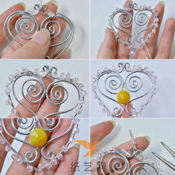 Tutorial on making beaded wire heart-shaped earrings for Valentines Day gift