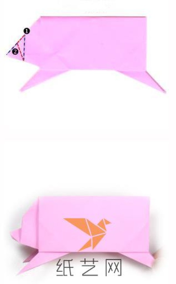 A complete collection of cute origami animals - Tutorial on how to make a running pig