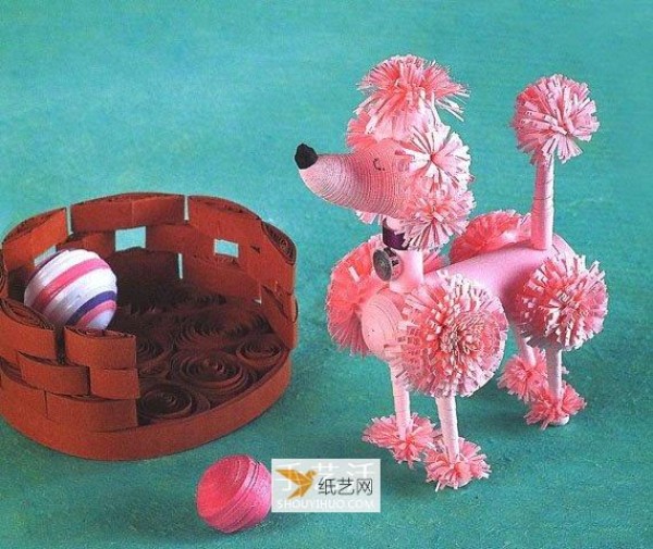 Illustration of how to make paper-quilled poodles by hand