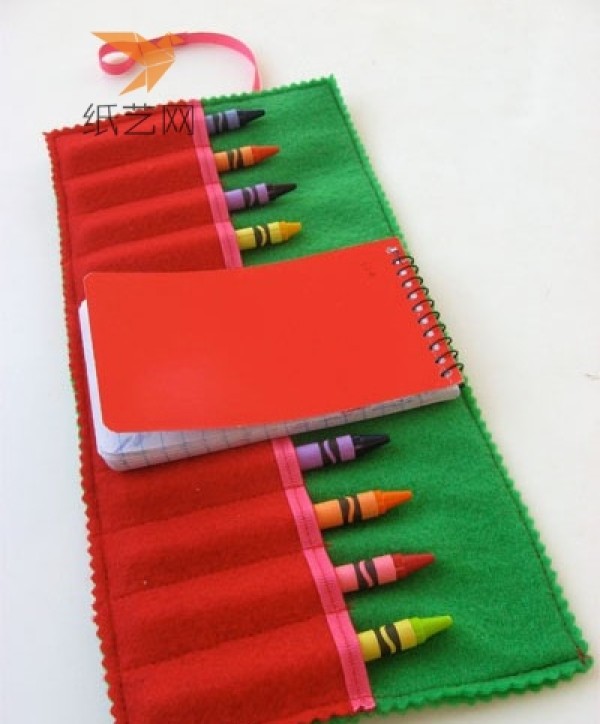 Non-woven pencil case in red and green, chic and easy-to-learn non-woven tutorial