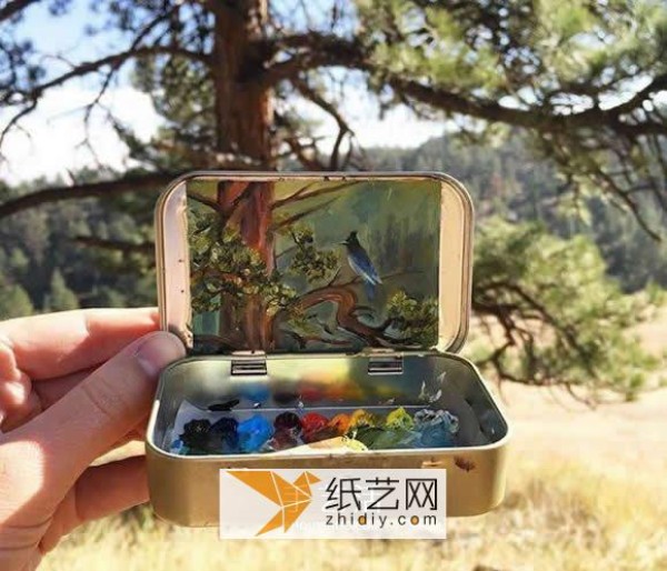 Mint candy tin box small world big scenery