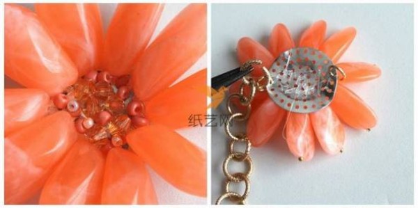 Shrimp Red Beaded Flower Necklace Making Tutorial Beading Tutorial