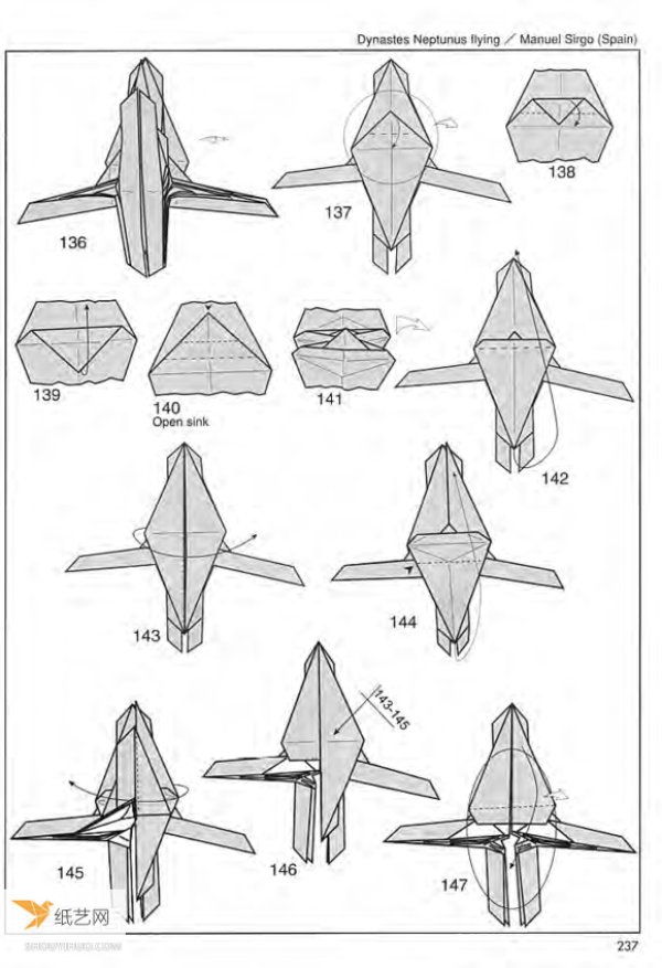 Illustrated tutorial that comprehensively demonstrates the method of folding the Poseidon worm