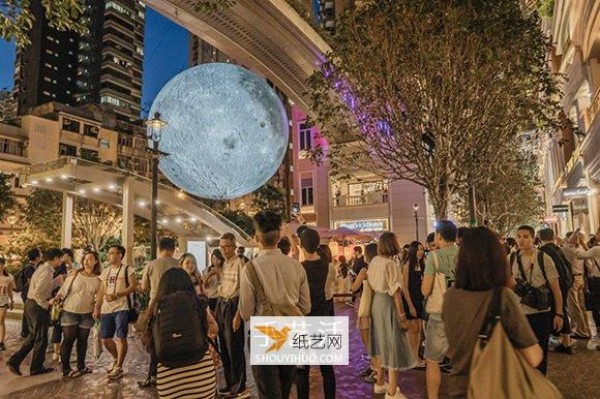 Full experience of the giant moon installation art work