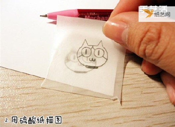 Illustration of how to make a simple and easy-to-learn cat pattern rubber stamp