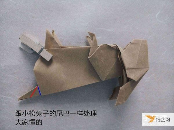 Tutorial on how to fold a very complicated standing three-dimensional paper rabbit