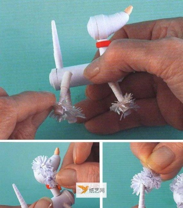 Illustration of how to make paper-quilled poodles by hand