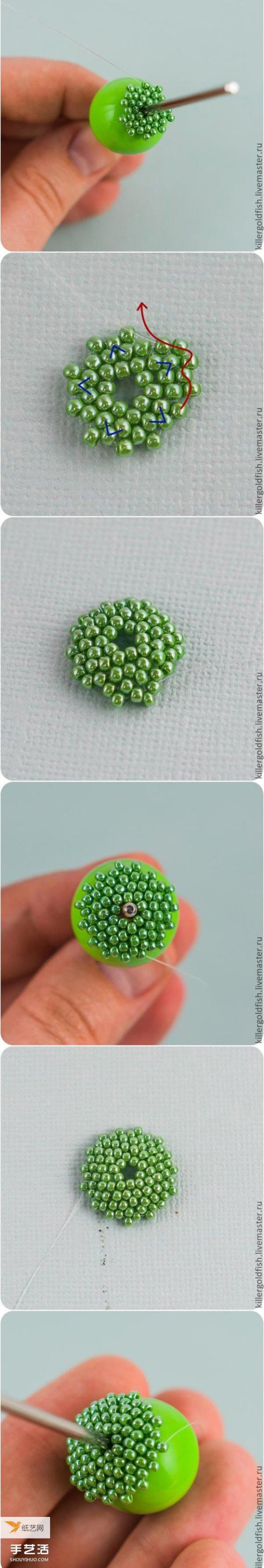 Very personalized beaded round bead making illustrated tutorial