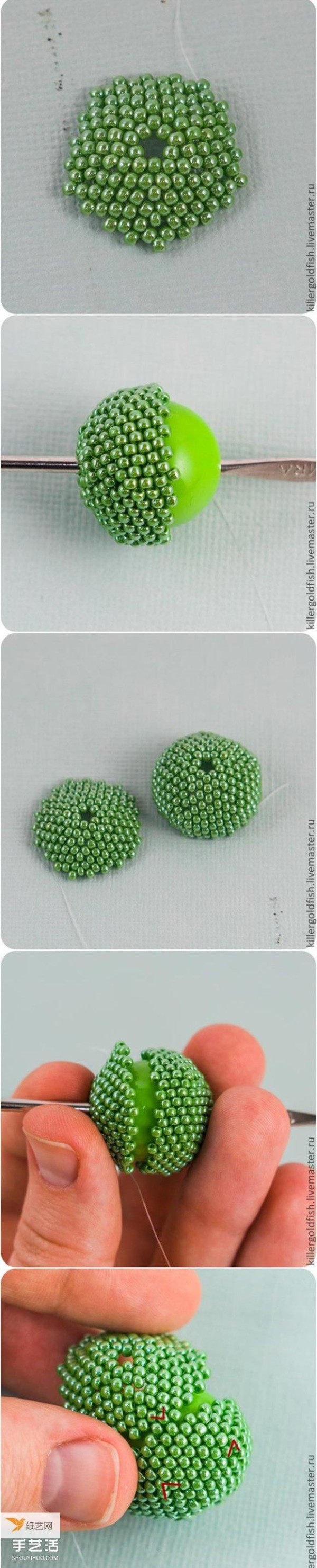 Very personalized beaded round bead making illustrated tutorial