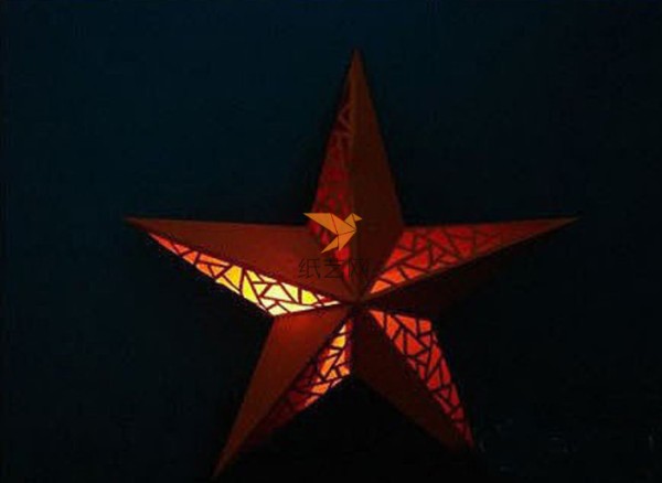 Tutorial on making Chinese style hollow window flower-like five-pointed star personalized paper art lampshade