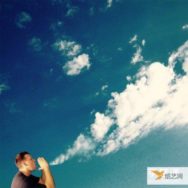 A simple and interesting optical illusion photography teaches you how to play with clouds