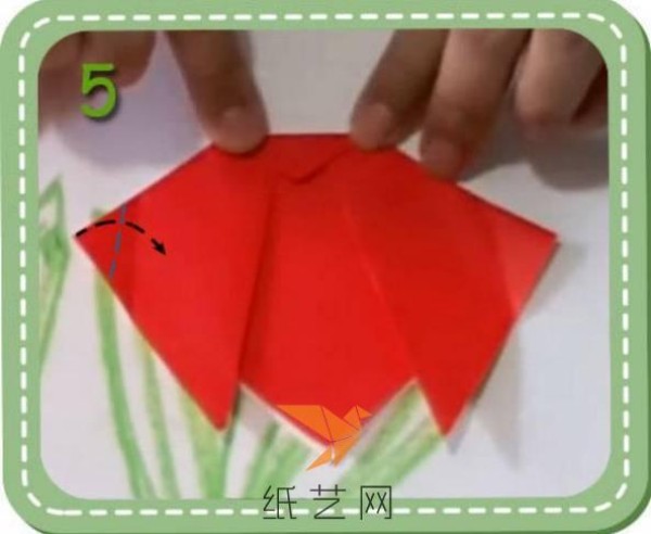 Childrens handmade origami carnation paste-up Mothers Day gift making tutorial