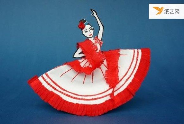 Illustration of how to make flamenco dancers by hand using disposable paper plates