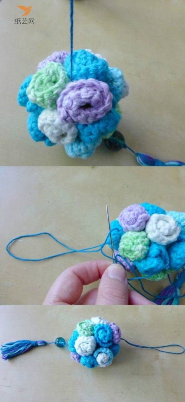 Wool crochet tutorial Wool crochet flower ball