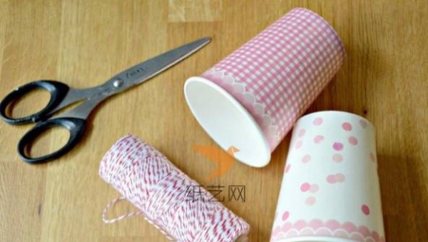 Handmade paper craft making tutorial for making small candy gift boxes from disposable paper cups