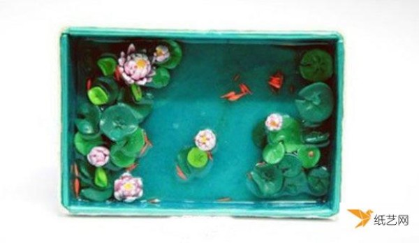 Tutorial on how to make a mini pond in an iron box using ultra-light clay