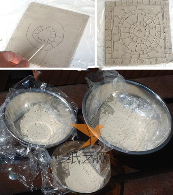 Illustrated tutorial on making plates from ultra-light clay