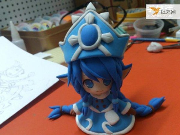 Illustrated tutorial on personalized LOL fairy witch Ice and Snow Lulu made with ultra-light clay