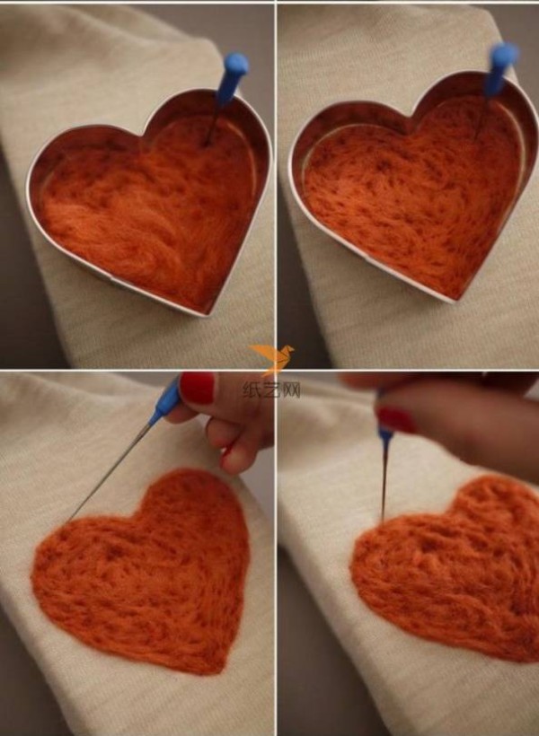 Warm Wool Felt Heart Shape Decoration on a Cardigan Creative Wool Felt Tutorial