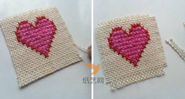 Cross-stitch heart-shaped Valentines Day card confession card making tutorial