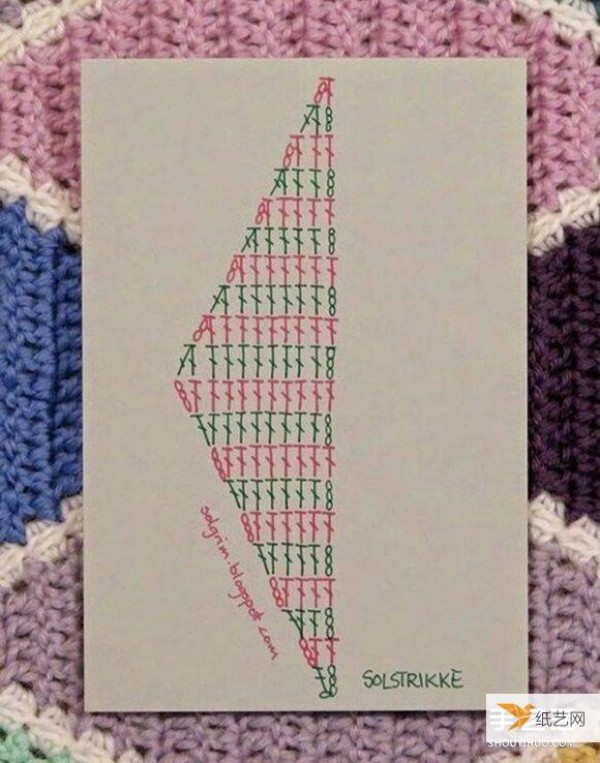 Illustrated tutorial for argyle blanket crochet hand knitting pattern