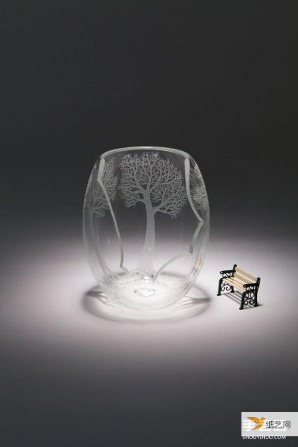 Use an electric drill to carve out the glass sculpture of your inner forest temple